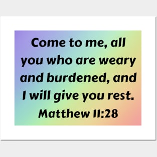 Bible Verse Matthew 11:28 Posters and Art